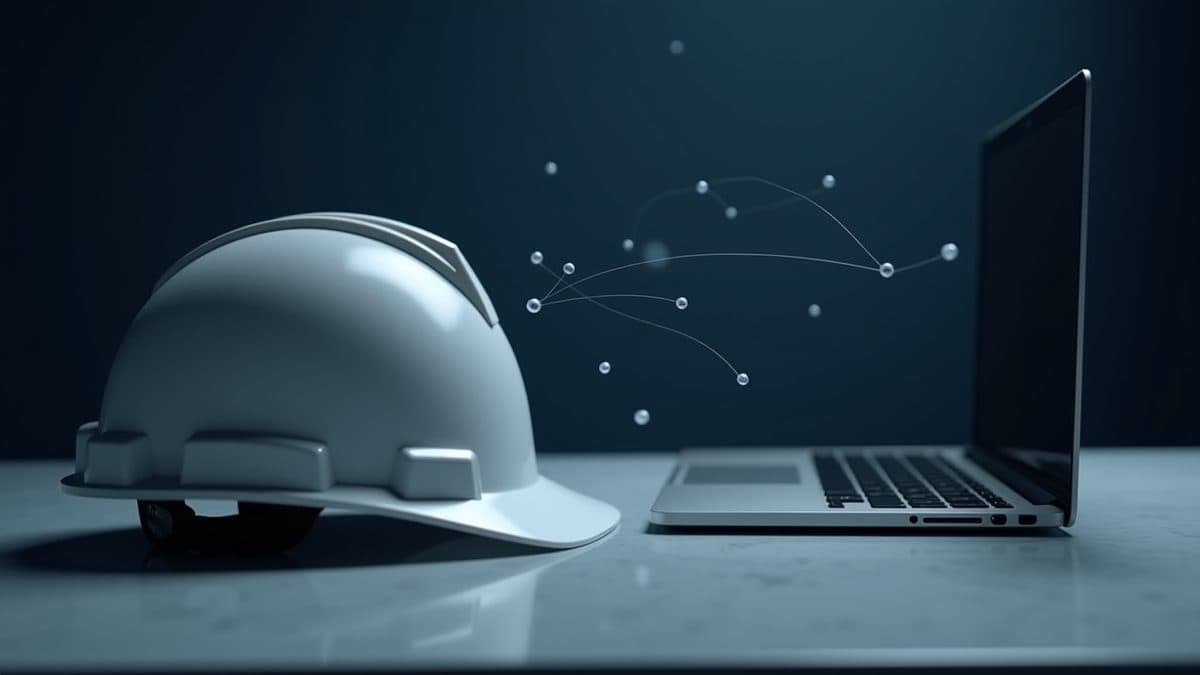 Bauhelm und Laptop als Sinnbild der Abgrenzung Selbstständigkeit oder Beschäftigung - Scheinselbstständigkeit, § 266a StGB